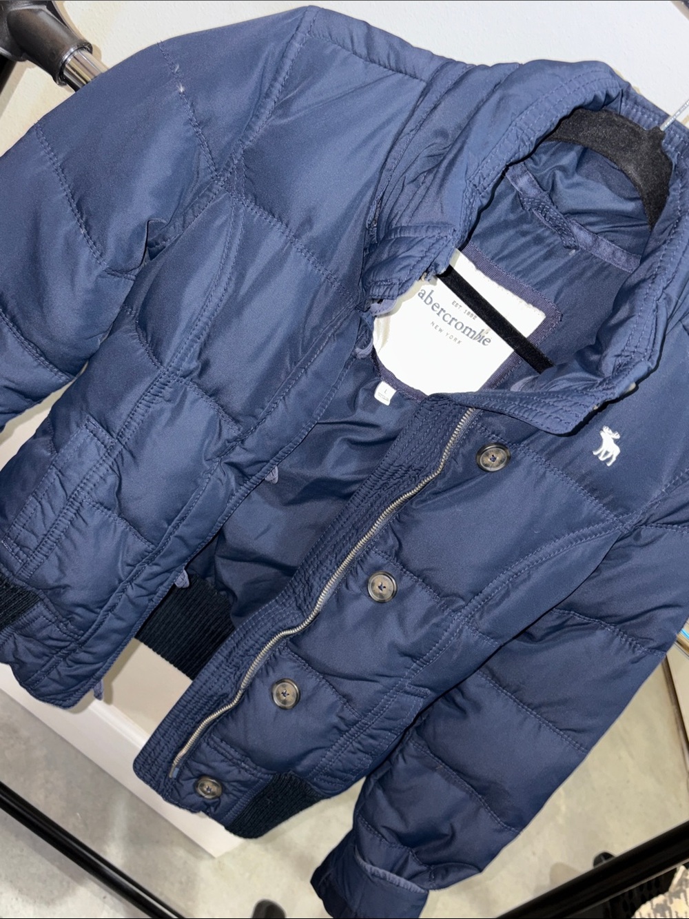 Abercrombie Navy Quilted Kids Puffer Coat